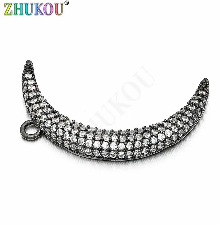 Gunmetal 24*39 мм латунь кубический цирконий подвеска в форме Луны DIY женское ожерелье ювелирные аксессуары-кулоны фурнитура, Модель: VD69 - Цвет: Gunmetal