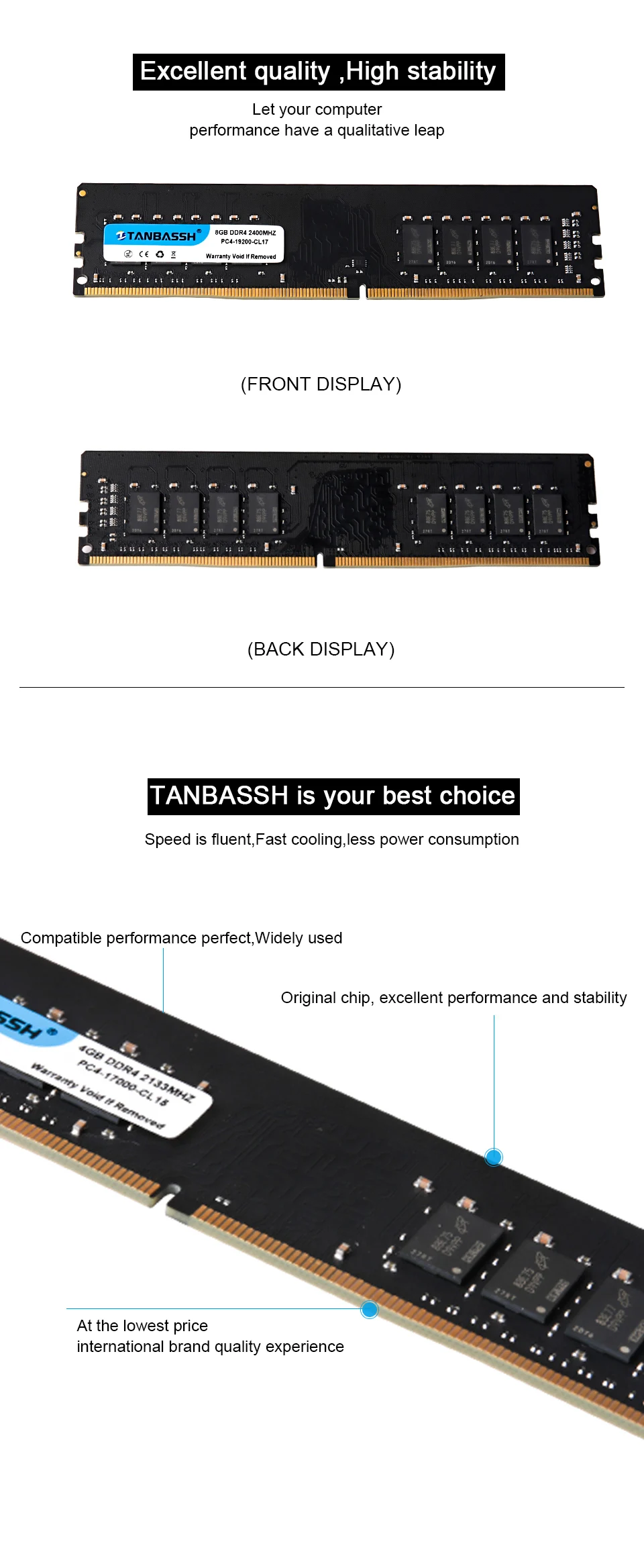Оперативная память TANBASSH ddr4, 8 ГБ, 16 ГБ, 2400 МГц, 2666 МГц, 1,2 в, 288pin, высокая производительность, высокоскоростная оперативная память для настольных ПК, Intel и AMD
