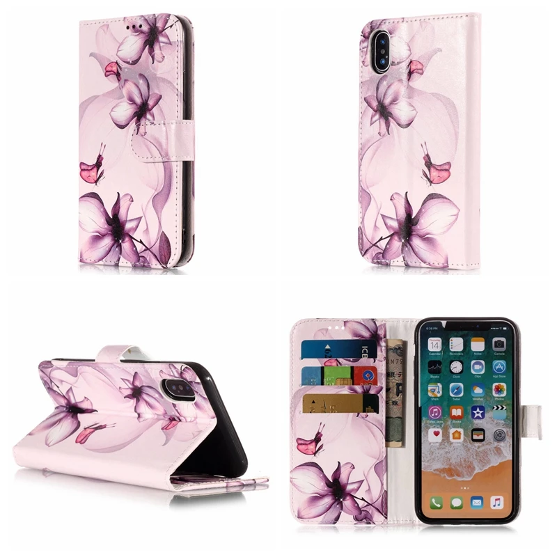 Леопардовый кошелек с черепом и цветком кожаный чехол для iPhone X 10 8 7 Plus 6 S 5s SE Ipod Touch