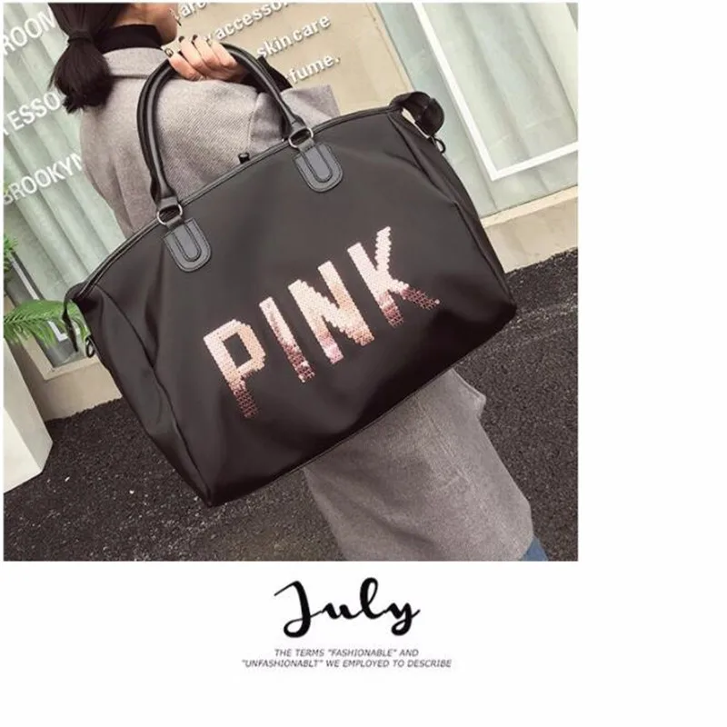2017 спортивные сумки металлические блестки розовые буквы тренажерный зал