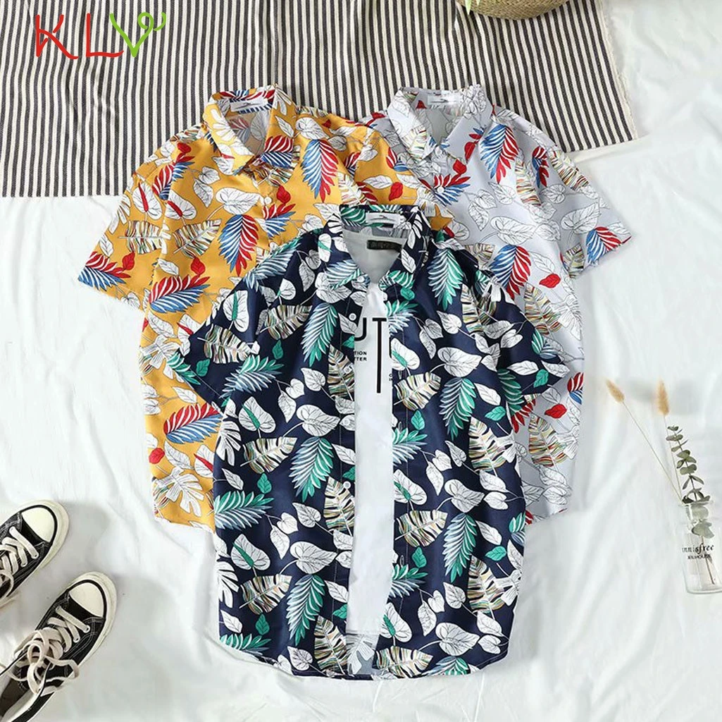 

Blouse Shirt Men Summer Hawaiian Print Short Sleeve Beach Fashion Top 2019 Casual Harajuku Camisa Hombre Streetwear Clothes 19Je
