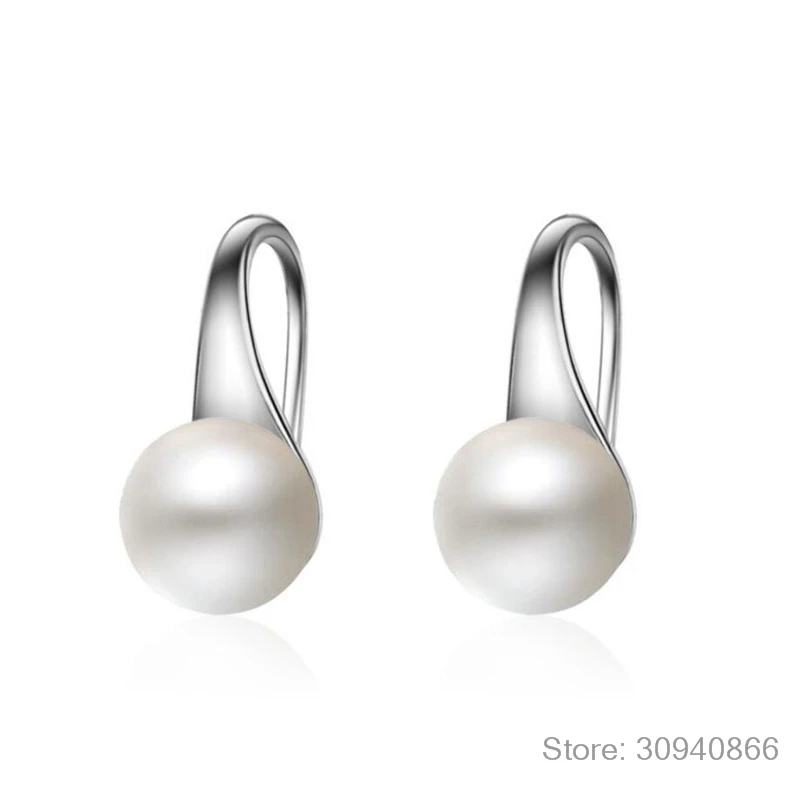 Серьги из чистого 925 пробы серебра, женские круглые серьги с натуральным пресноводным жемчугом