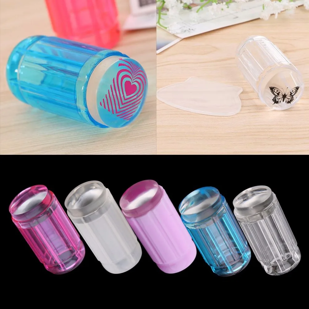 

Light Weight DIY Jelly Nail Art Stamping Clear Soft ABS + Silicone Stamper Scraper Plate Set 60*30*30mm Five Colors