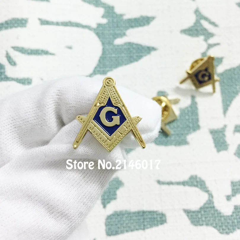 

10pcs Wholesale Freemason Masonry Pin Brooch Lodge Metal Craft 19mm High Masonic Square and Compass with G Enamel Pins and Badge