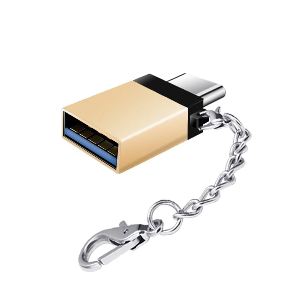 USB3.0 type C OTG адаптер с цепочкой для планшета samsung S10 S9 S8 huawei Xiaomi мобильных телефонов MacBook Pro U Disk Adapter - Цвет: Gold