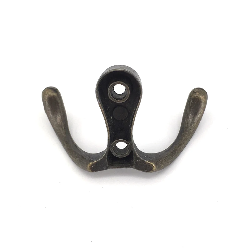 

20PCS 53*30MM Small Vintage Bronze Coat Hook Double Hook Antique Zinc Alloy wall door robe clothes bag key hanger