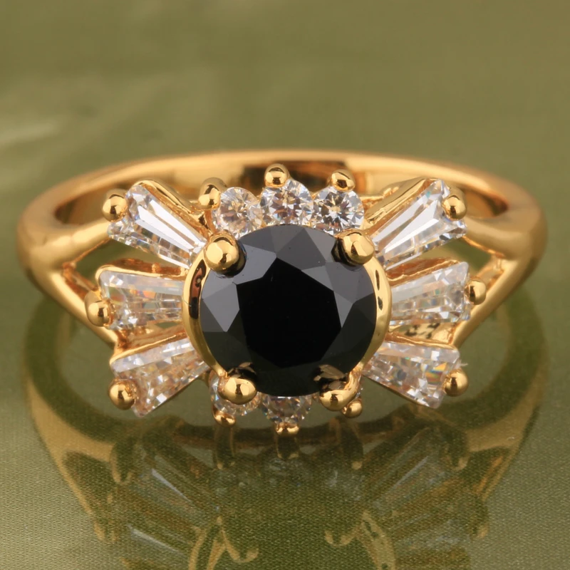 Известный бант черный оникс белый циркон золотые ювелирные изделия для