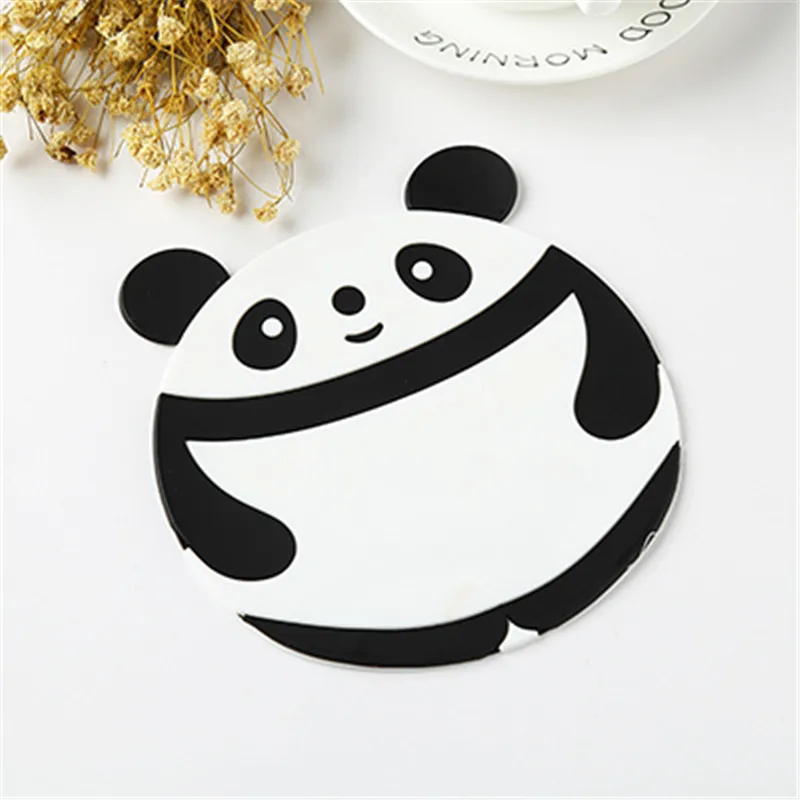 

Cartoon Cute Silicone Teacup Coasters Cup Pads Mugs Bowls Mats Flexible Table Heat Resistant Lovely Round Drinks Placemats