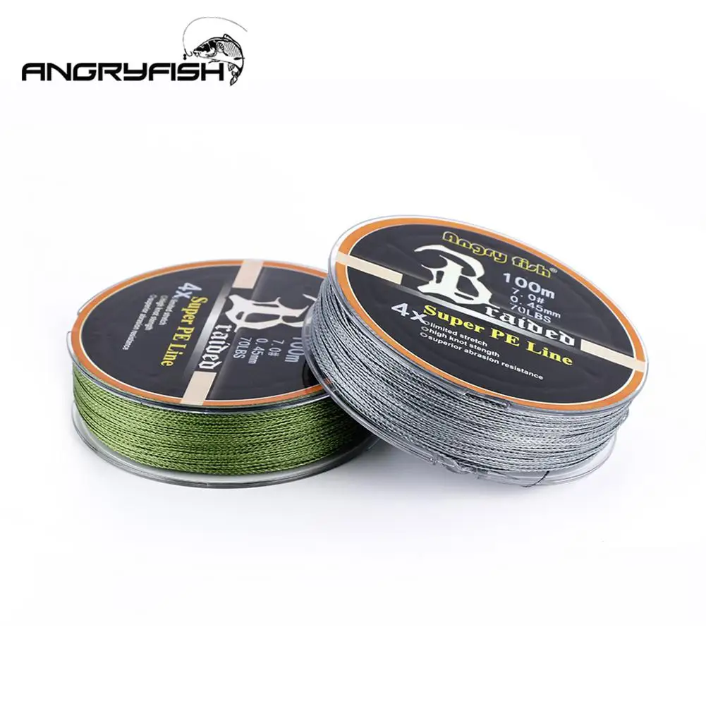 Hobbyline ANGRYFISH диоминированная PE леска, 4 нити, плетеная леска, плетеная 100 м/109yds, супер прочная леска, 10лб-80lb
