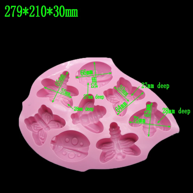 8 отверстий бабочка пчела насекомое Божья коровка конфеты силиконовая форма