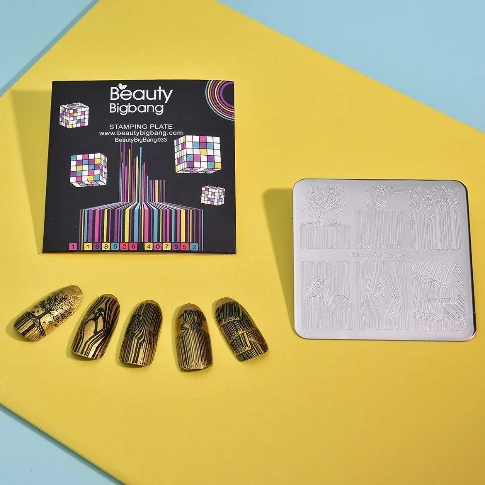 Трафарет Beautybigbang для штамповки полосатый штрих-код Зебра индивидуальная печать