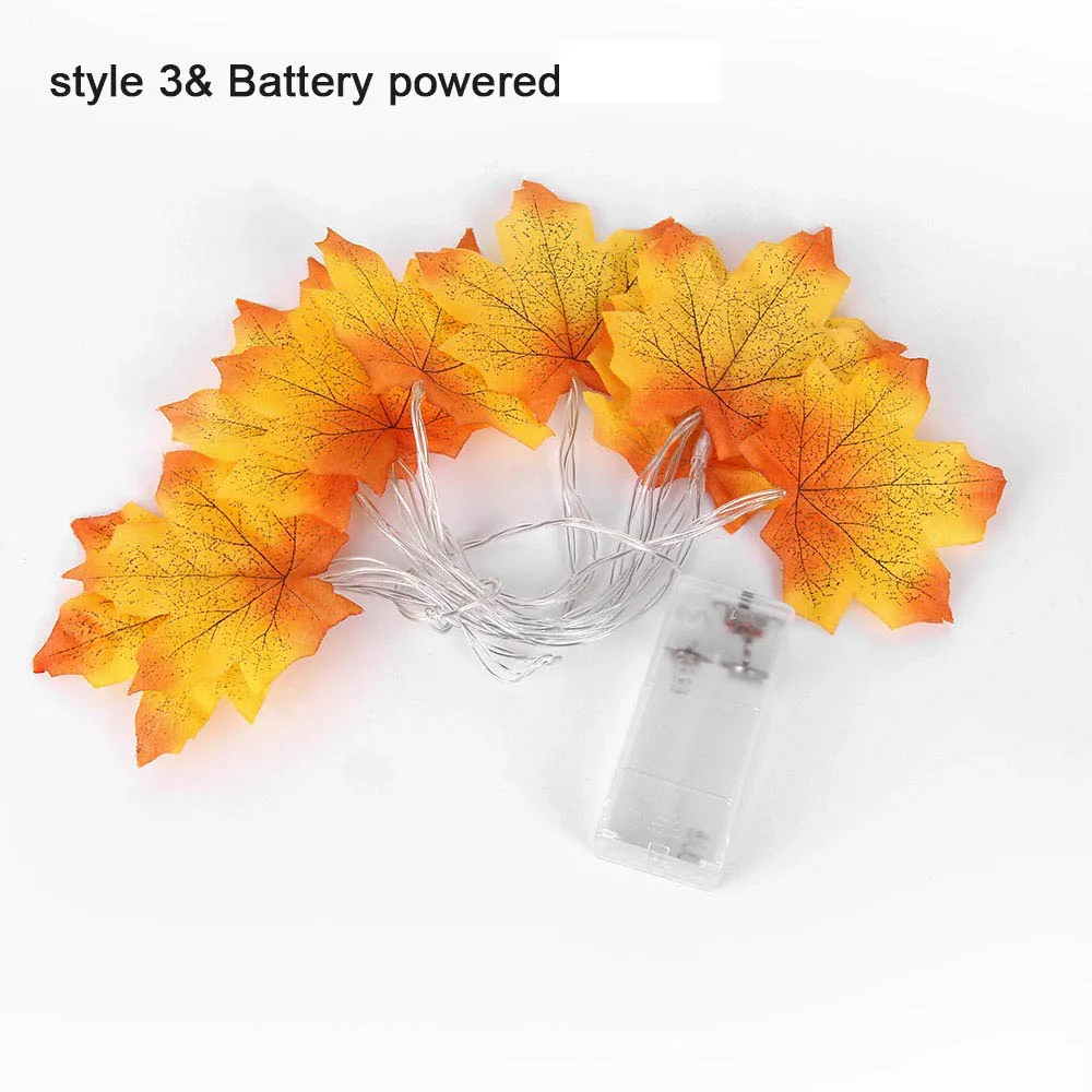 style 3 Battery 1.5M10 светодиодный/3 м 20 светодиодный кленовые листья светодиодный индикатор AA батарея USB работает осенние лестничные перила декоративные растения забор Вечерние огни - Испускаемый цвет: style 3 Battery