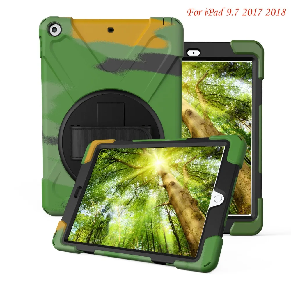 Для нового iPad 9 7 2018 2017 чехол противоударный с откидной крышкой ручным креплением