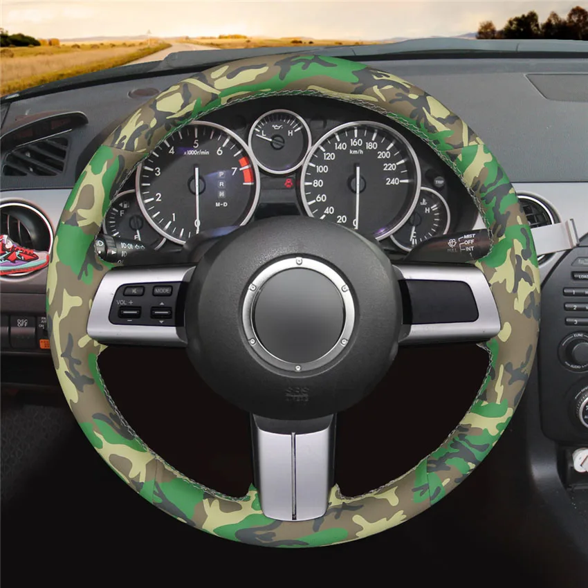 style-02 MEWANT камуфляжный чехол для рулевого колеса автомобиля из искусственной кожи для Mazda MX-5 Miata 2009-2013 RX-8 2009-2013 CX-7 2007-2009 - Название цвета: style-02