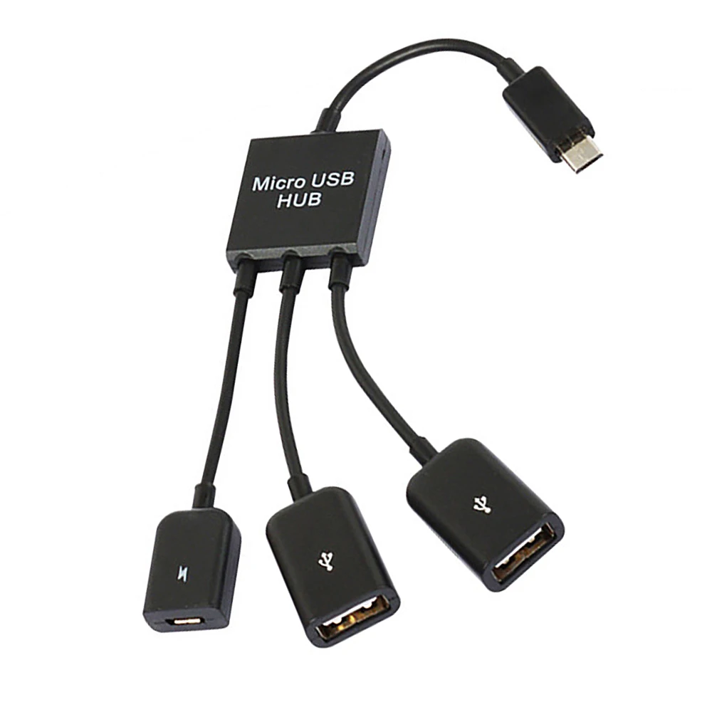 Черный 3 в 1 Micro USB OTG кабель передачи данных Micro USB адаптер «Папа-мама» игровая мышь Клавиатура Кабель-адаптер для samsung huawei - Цвет: Черный