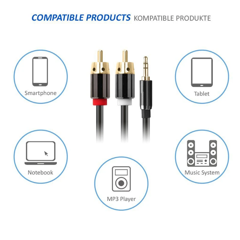 RCA кабель 2RCA до 3 5 аудио мм Jack AUX между мужчинами для DJ усилители сабвуфер микшер