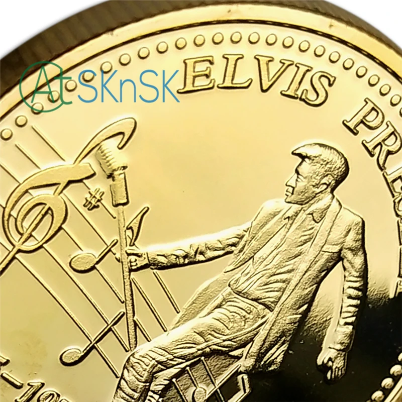 5 шт./лот бесплатная доставка памятная монета ELVIS PRESLEY "Король рок музыки" 24K