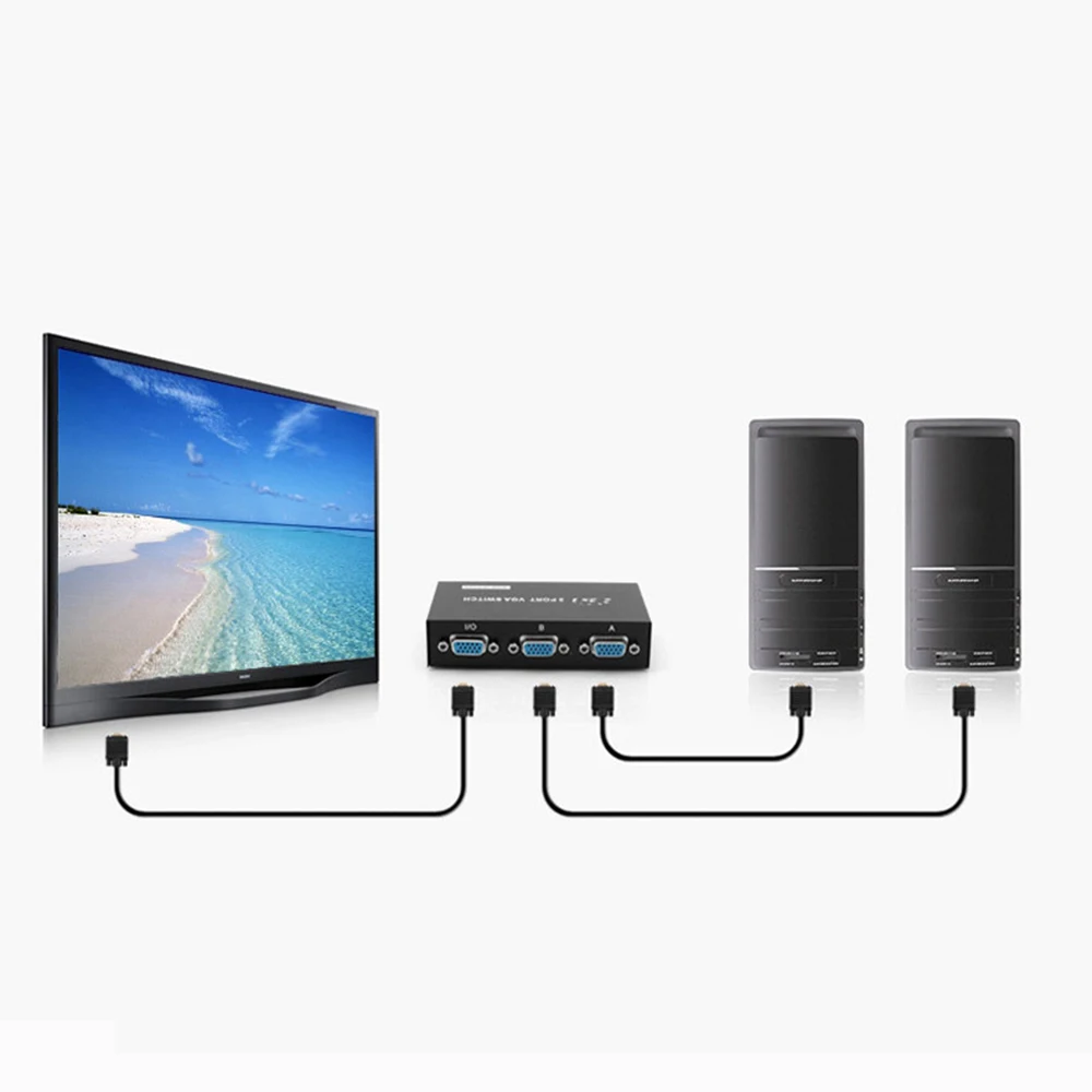 30 мГц 1 до 2/4 VGA Splitter конвертер адаптер Combo экран совместно используемое устройство