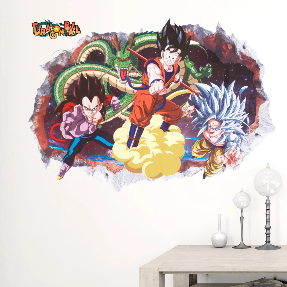 Dragon Ball Z Гоку мультфильм 3D дети аниме стены виниловые наклейки, переводной рисунок Настенный декор росписи Плакат своими руками подарок