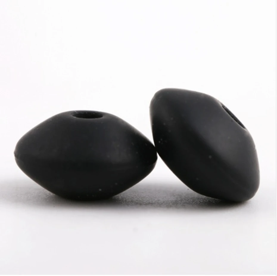 Black Силиконовые счеты бусины 30 шт. DIY пустышки цепи аксессуары бусы, не содержат Бисфенол А сделано для мамы чечевицы пищевой класс детский Прорезыватель 12 мм - Цвет: Black