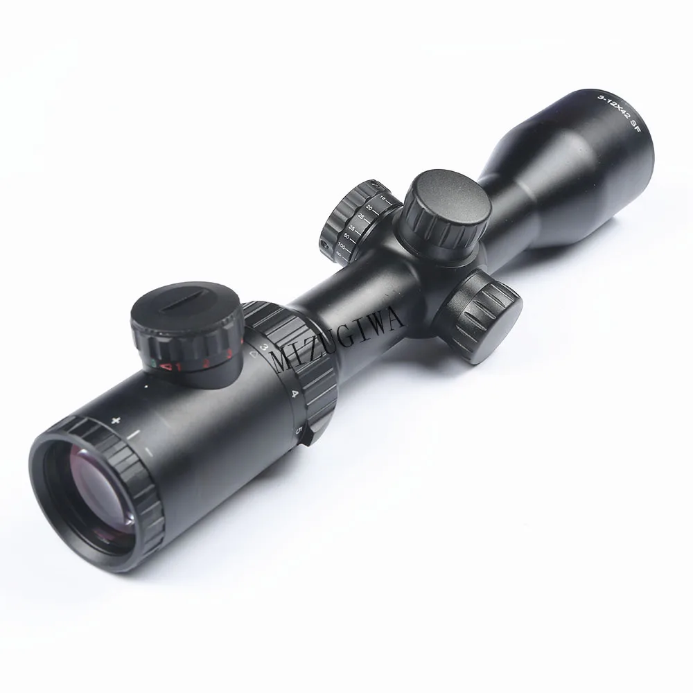 Tactical Rifle Scope 3-12x42 SF Magnification Sight Mil-Dot Reticle Red Green illumination Adjustable Objective Lens Hunting |