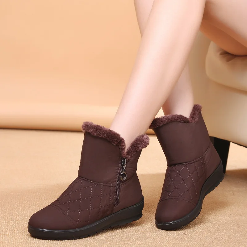 

MVVJKE 2018 New women Winter Boots waterproof snow boots fashion Fur warm ankle Boots antiskid flat boots plus size 35-42 E003