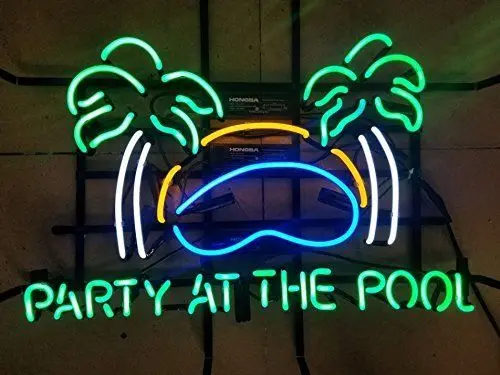 Вечерние НКА в бассейне стеклянная неоновая светосветильник вывеска пивной бар |