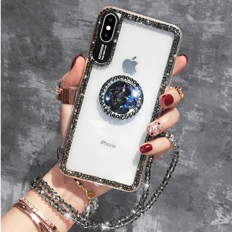 Роскошный блестящий чехол с кольцом для Samsung Galaxy S10 Plus S10e S8 S9 Note 9 10 8 S20 со стразами и
