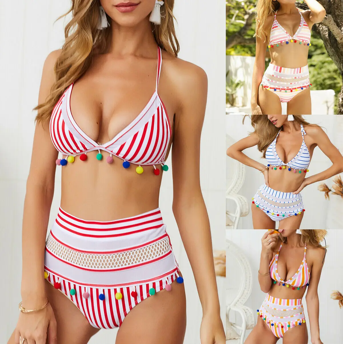 Женский комплект бикини с высокой талией женский купальник монокини