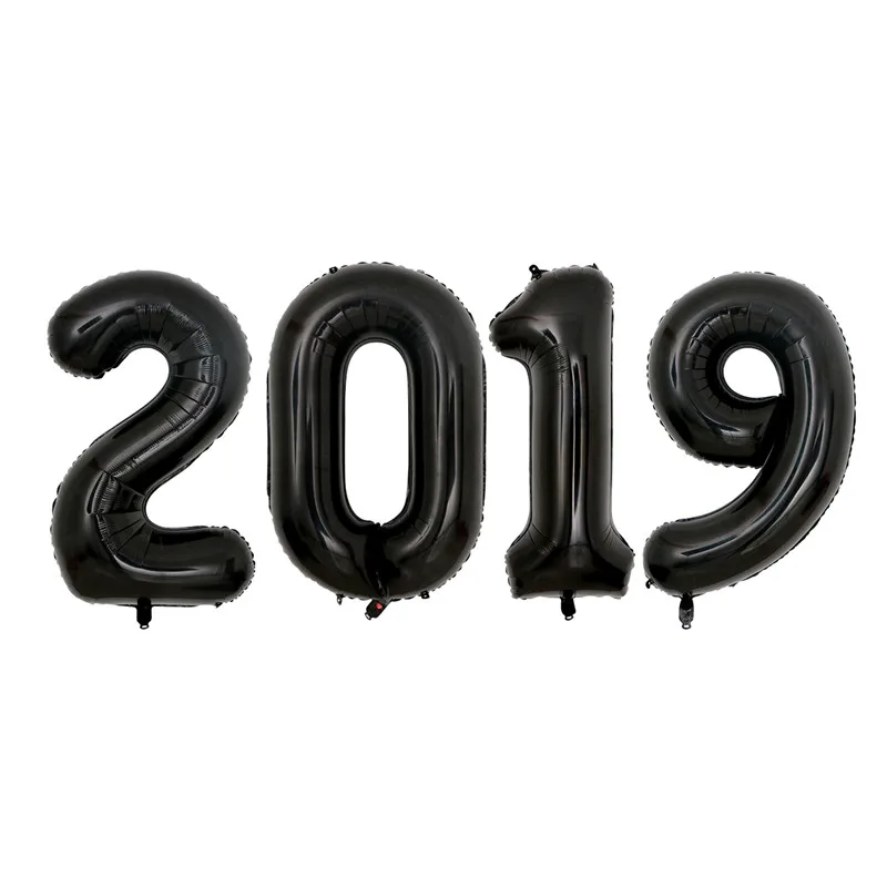 40 дюймов 2019 шары с новым годом Золотая/серебряная фольга гелиевые рождественские