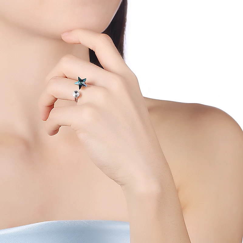 Легкие кристаллы Swarovski синяя фиолетовая бабочка тонкая серебряная пробы для