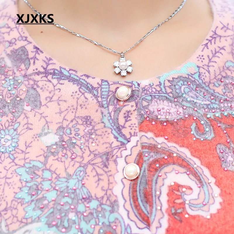 XJXKS Women's Cardigan Autumn Winter 2019 New Print Comfortable Rabbit Cashmere + High Quality Sweater Women |