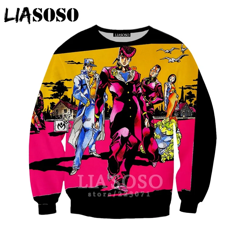 24 LIASOSO Осень для мужчин женщин Kujo Jotaro толстовки 3D принт аниме JoJo Необычные Приключения толстовка хип хоп Топ пуловер B051-04 - Цвет: 24