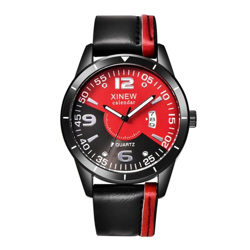 Горячая Распродажа брендовые роскошные часы XINEW мужские кожаные с календарем