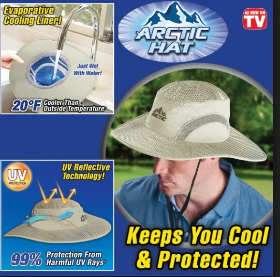 

Hot Selling Arctic Cap Cooling Ice Cap Sunscreen Hydro Cooling Bucket Hat Arctic Hat with UV Protection Keeps you Cool