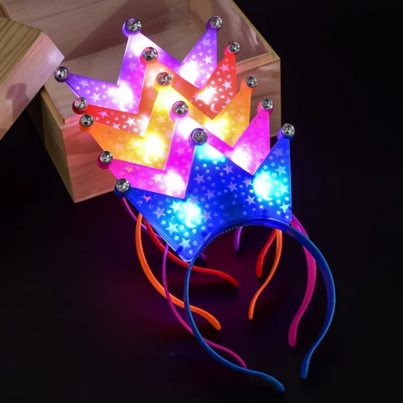 

Kids Adults Flashing Blinking Crown Headband Light-Up Tiara Hair Concert Cheering Props Birthday Party Halloween Christmas