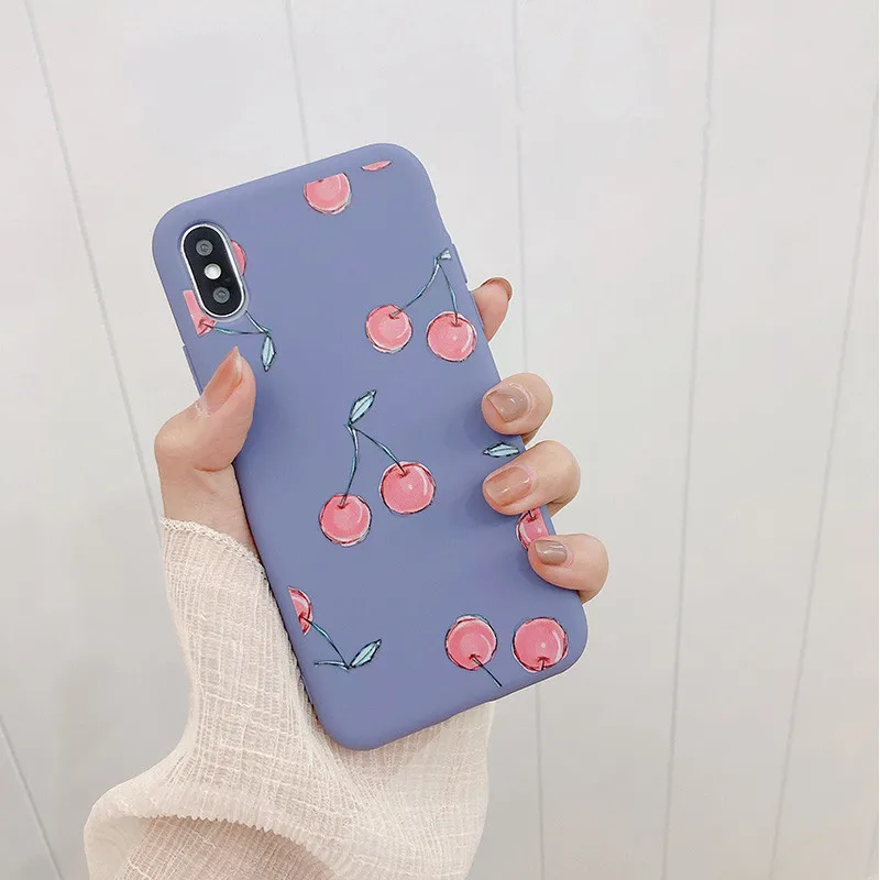 Розовый Вишневый фруктовый узор задняя крышка телефонные чехлы для iPhone 8 7 6 6s Plus