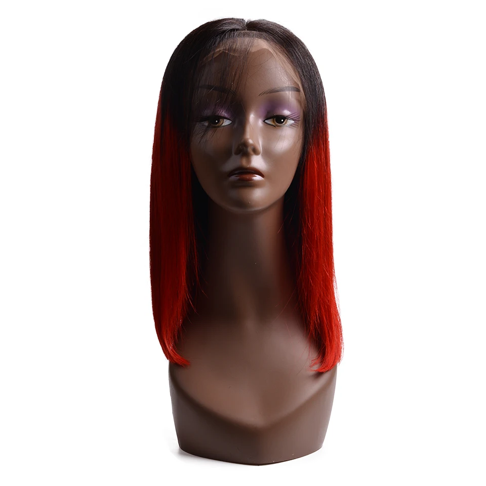 Синтетические волосы на кружеве человеческих волос парики 1B/Red короткий Боб