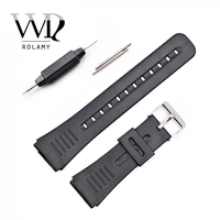 rolamy 22mm watch band strap silicone rubber silver polished pin spring bar buckle black replacement straight end watchband