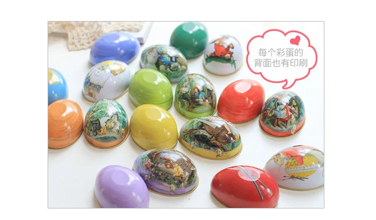 6PCS/LOT Small Easter holiday Box Egg Shape Storage Can Chocolate Collect box Rabbit Printing tin gift case Pill | Дом и сад
