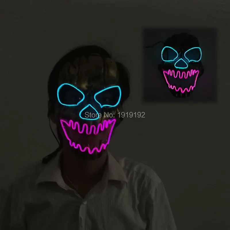 EL провода маска светильник вверх неоновый череп светодиодный для Хэллоуина