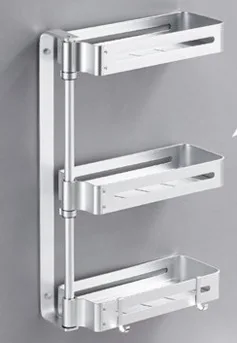 3 Layers A Silver Кухонные стеллажи из алюминиевого сплава, держатели, вращающийся многослойный настенный стеллаж для приправ, ванная душевая кабина хранение 08162 - Цвет: 3 Layers A Silver