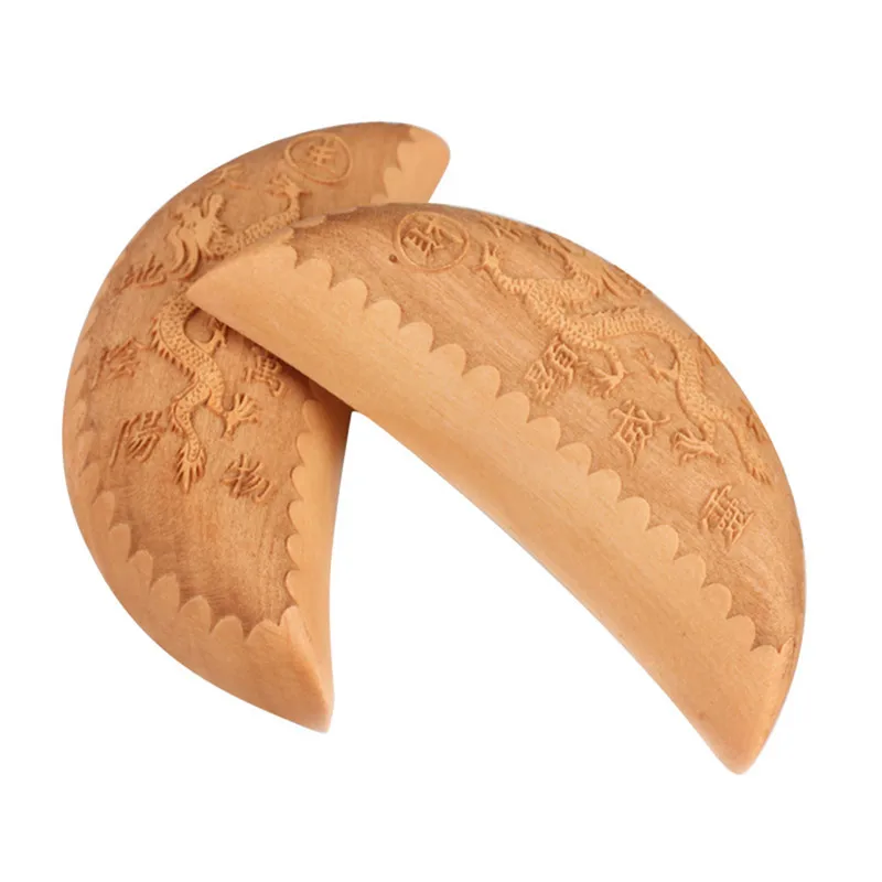 2 5 дюйма резьба по дереву китайский двойной дракон полумесяц украшения предметы