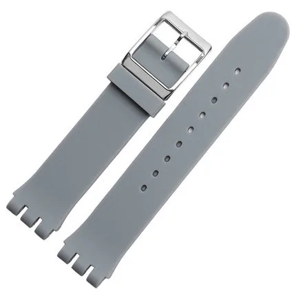 Цветной ремешок для часов Swatch силиконовый ремешок для SFK397 SFE102 мужские и женские часы 17 мм 19 мм водонепроницаемый ремешок Correa Reloj - Цвет ремешка: Grey