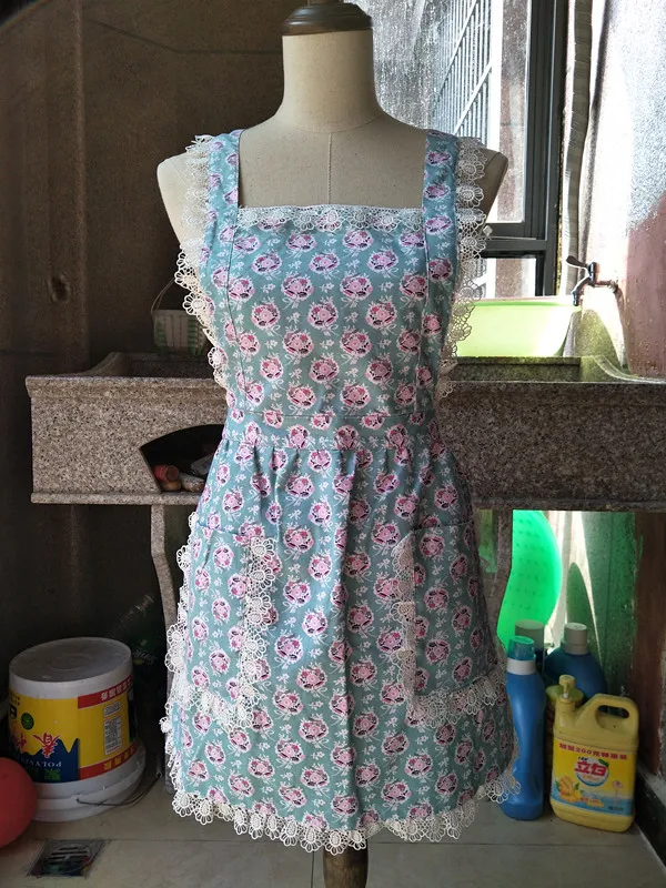 С цветочным принтом и шнуровкой в стиле ретро кухонный фартук Женская мода