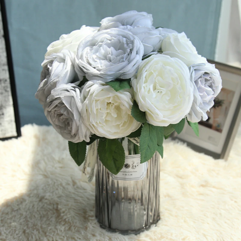 Wedding Decoration Artificial Rose Flowers 1 Bouquet DIY Party Home Decor Simulation Purple Pink Roses | Дом и сад