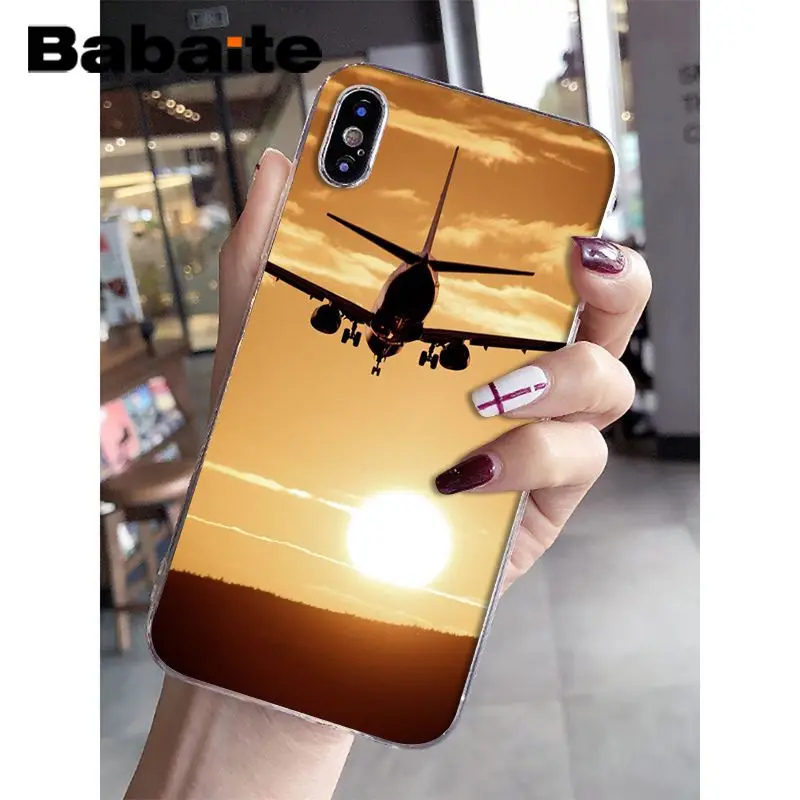 Babaite самолет рассвет самолет прибытие Прозрачный чехол для телефона для iphone XS Max 6 6S 7 7plus 8 8Plus 5 5S XR