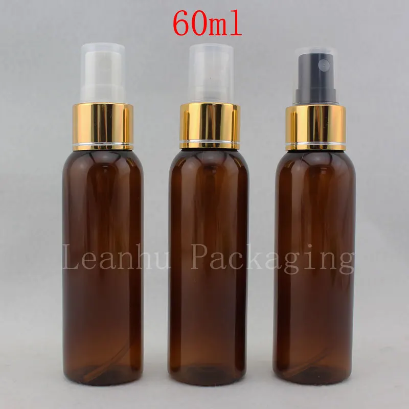

60 мл X 50 тонкий спрей маленькая пластиковая коричневая бутылка 2 унции набор для макияжа спрей-насос контейнер, пустые флаконы для духов косметический пакет