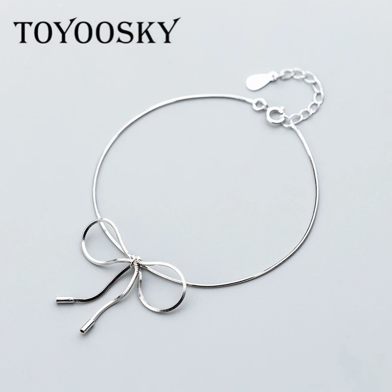 Женский браслет с бантом бабочкой из серебра 925 пробы|Гибкие и жесткие браслеты| |