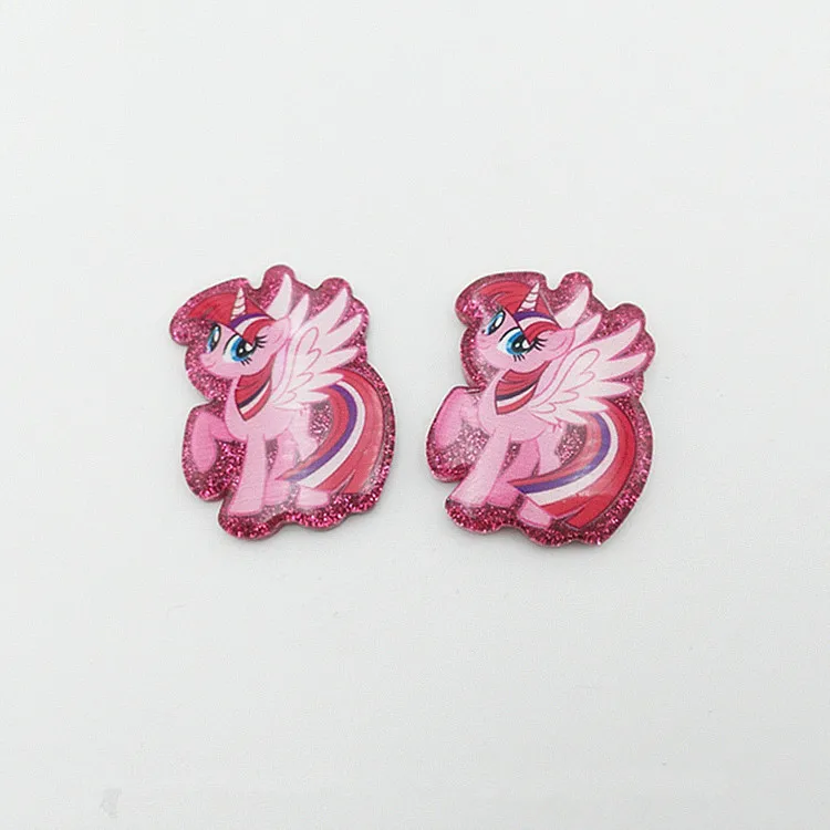 10 шт. кавайные плоские каучуковые Мультяшные планы с блестками пони Единорог